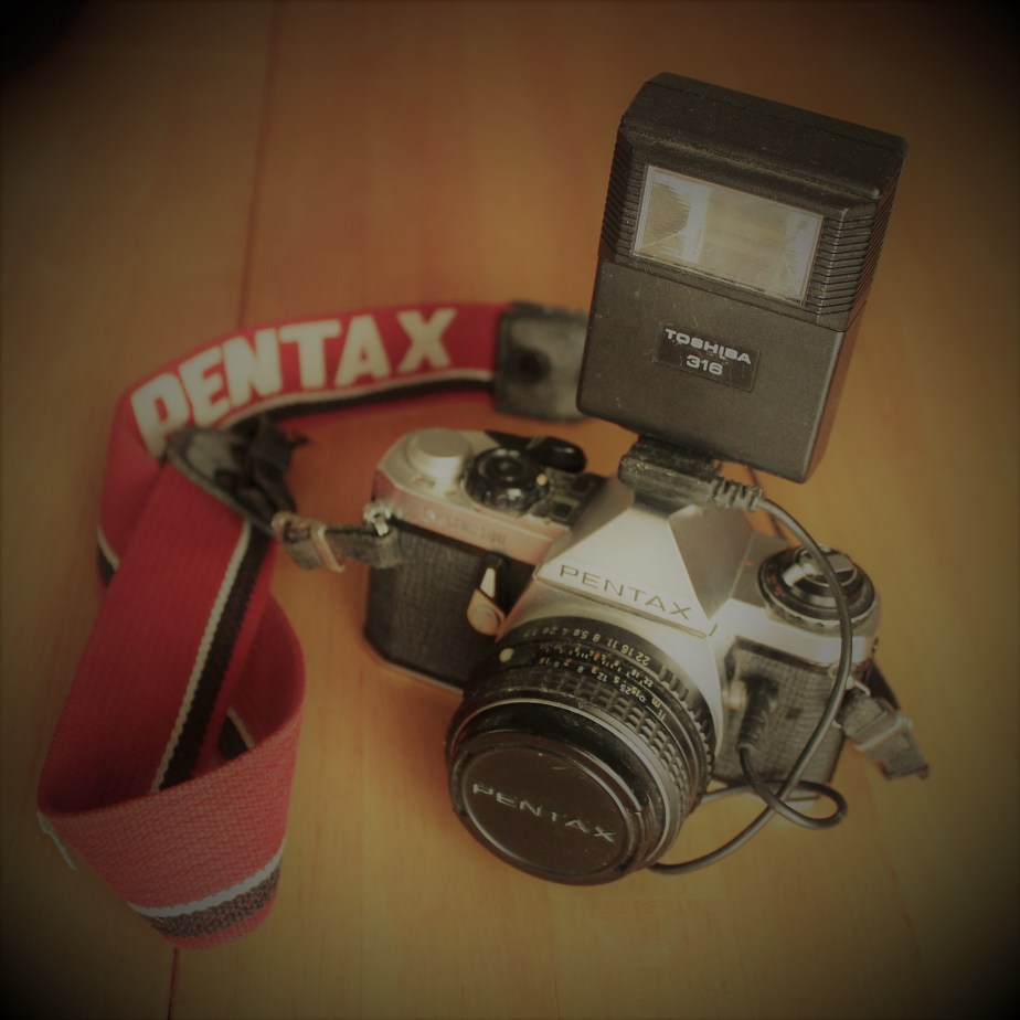 Pentax film camera with flash